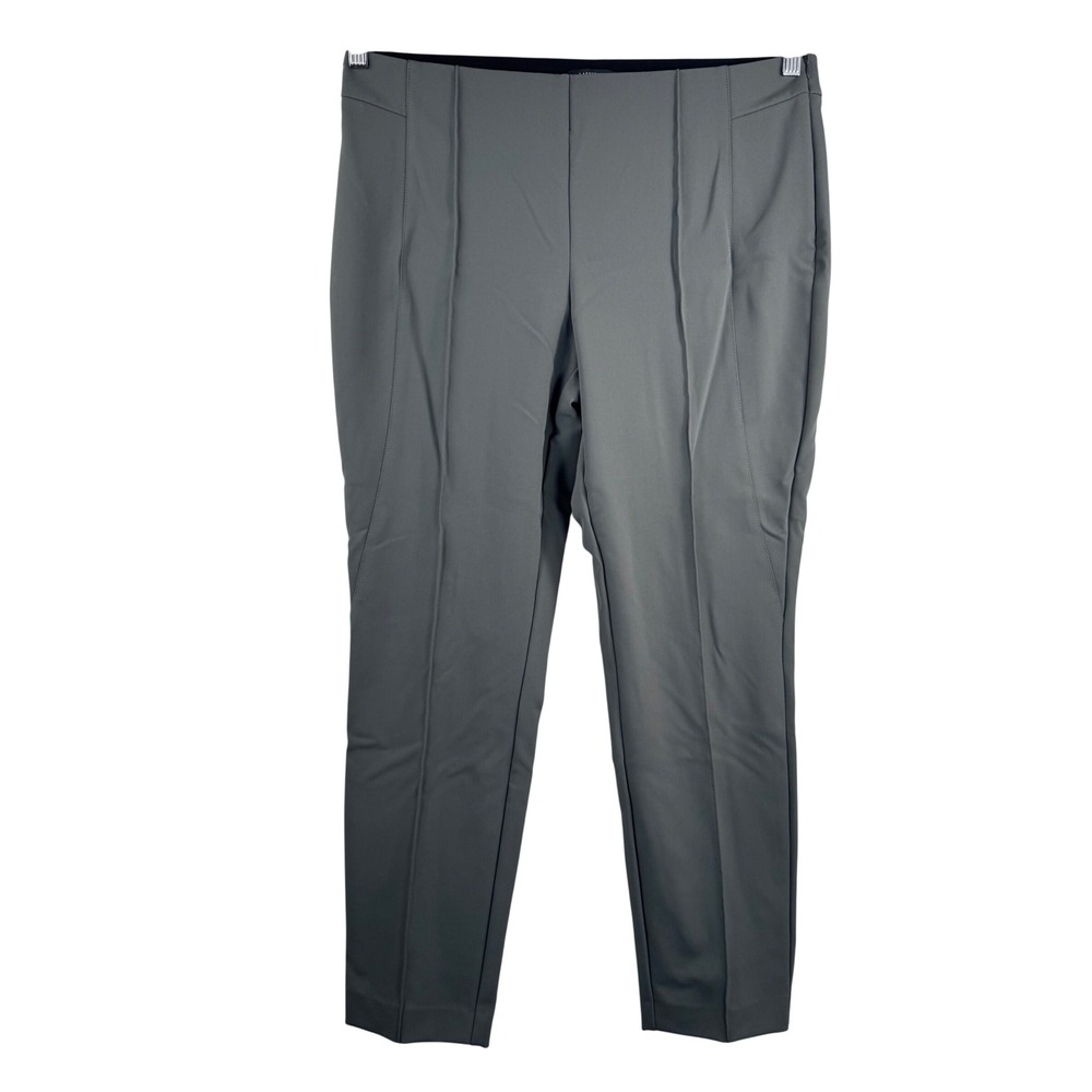 Lafayette 148 New York Gramercy Gray Pintuck Slim Leg Side Zip Pants sz 12‎